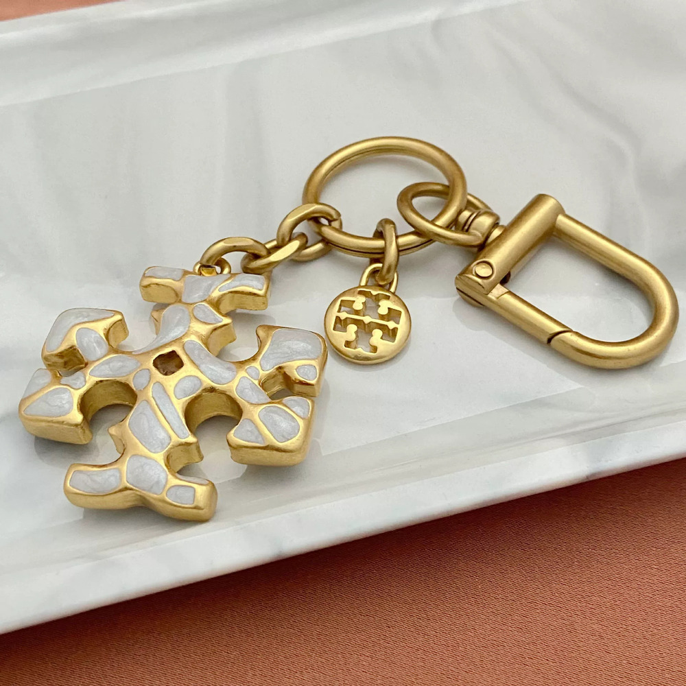Tory Burch Enamel Letter Keychain Metal Pendant